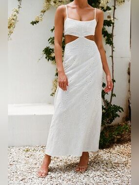 SABO Skirt White Eyelet Cutout Maxi Dress